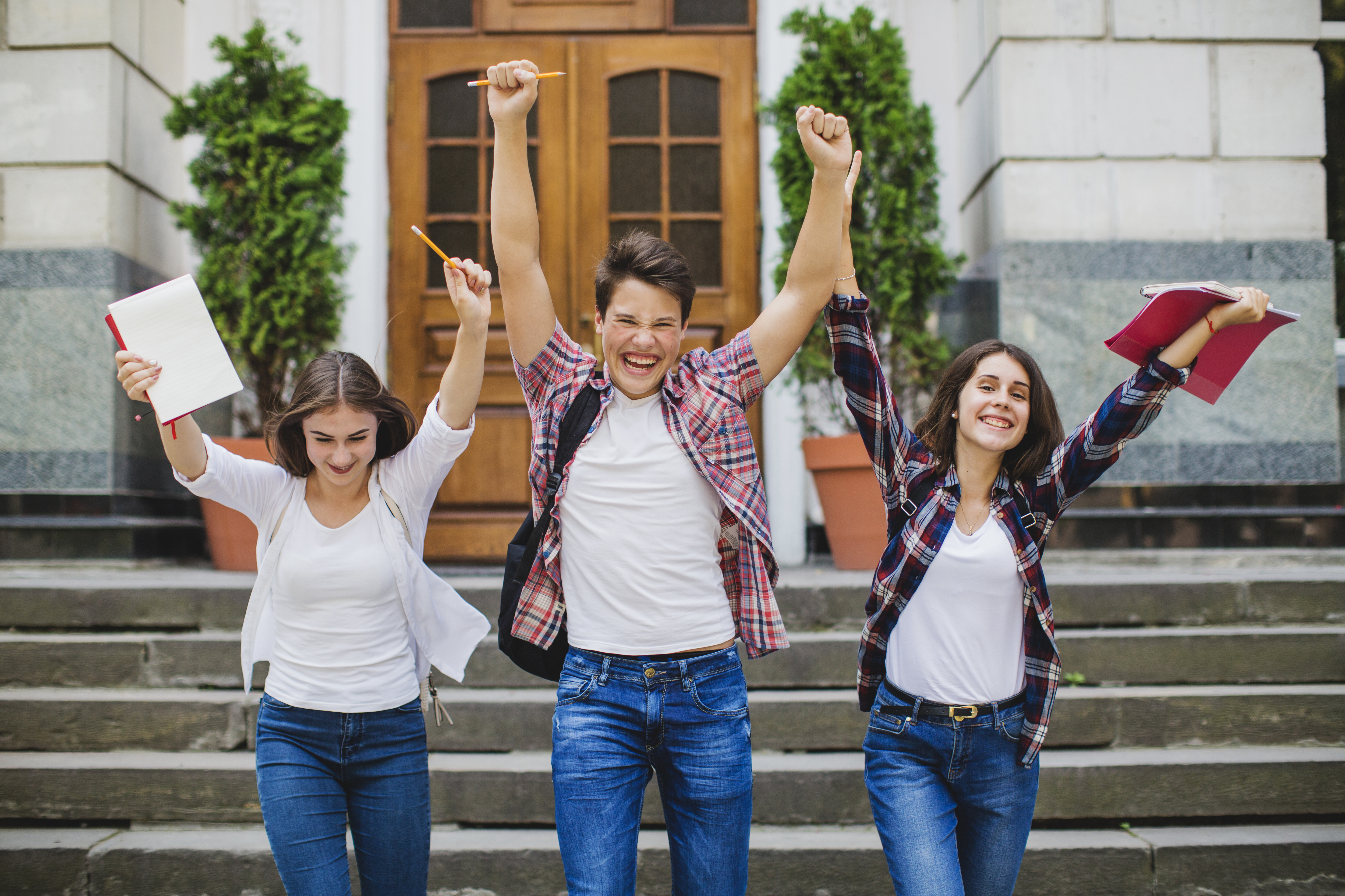 Group of happy students